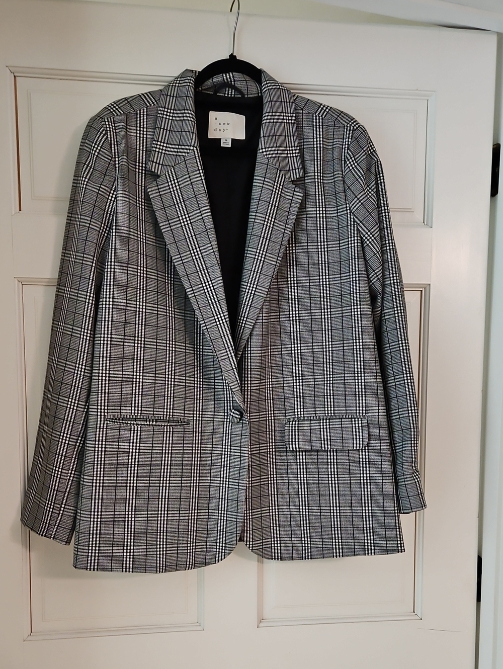 a new day Gray Plaid Single-Button Blazer